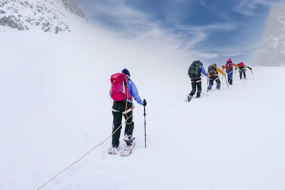 Voyage en raquette - France : Glacier d\'Argentière : alpinisme hivernal